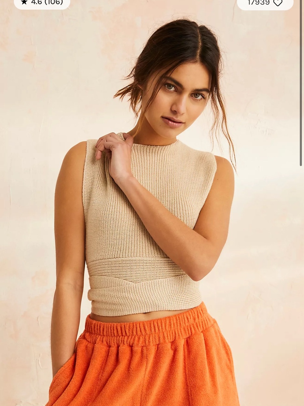 NWOT free people Orchid Convertible Open-Back Sweater Tank in oatmeal